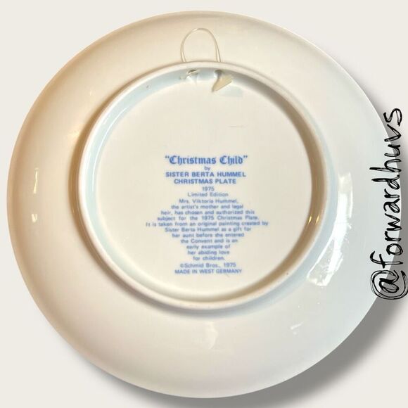 1975 Schmid “Christmas Child” Plate – Sister Berta Hummel – No Box - Picture 5 of 7